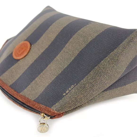 FENDI pouch pecan beige PVC ?~ leather Authentic - Picture 7 of 8